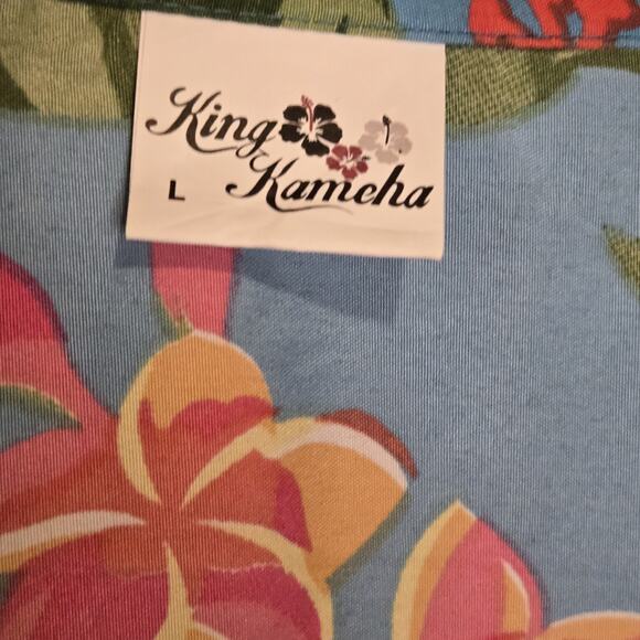 King Kameha Hawaiian Shirt Large Men's Tropical Floral Pineapple Short Sleeve - Picture 3 of 8